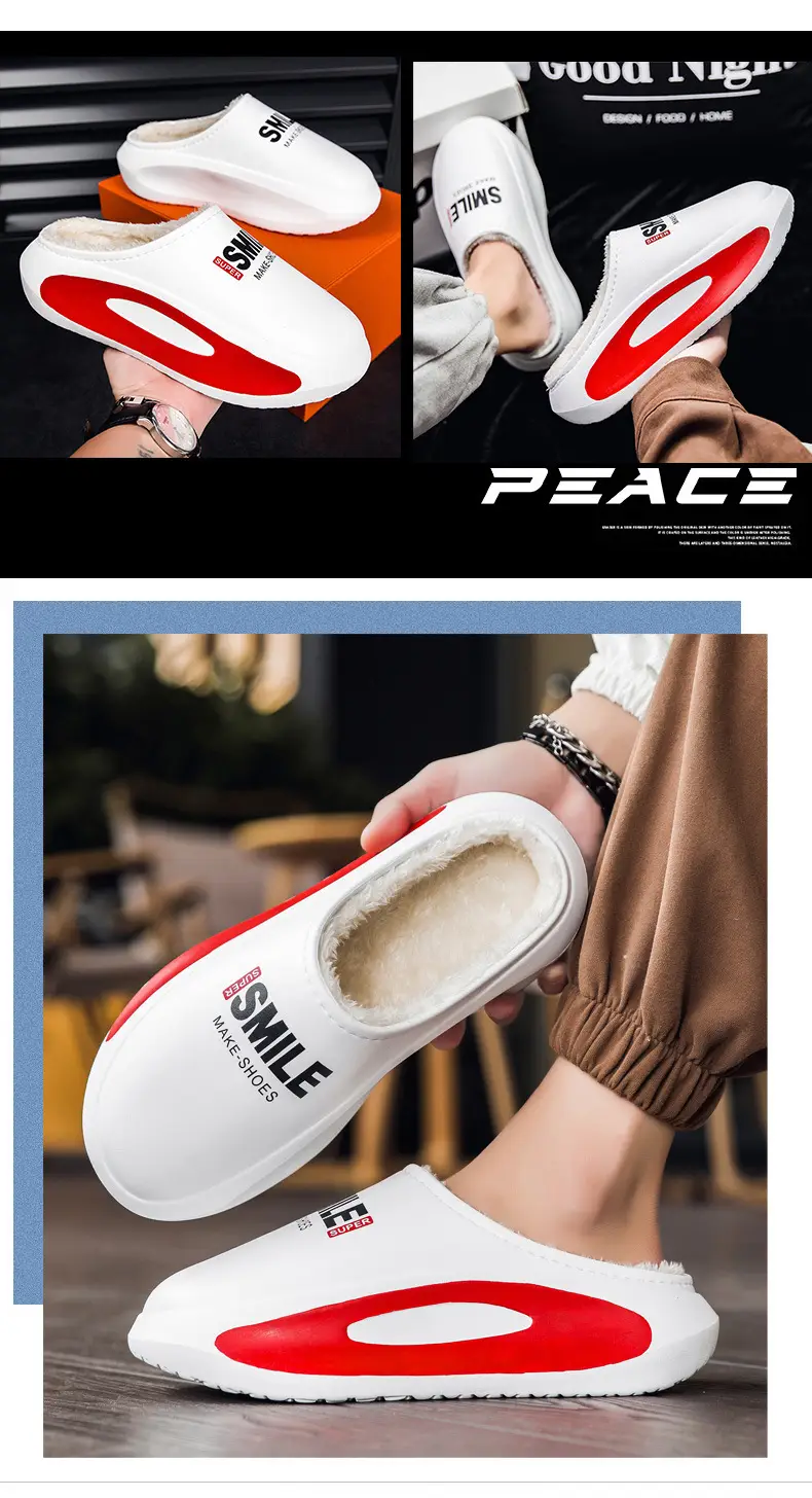 Men's cotton slippers winter fleece-lined warm casual plus size cross-border non-slip waterproof couple home cotton shoes parent-child cotton slippers — feature 10