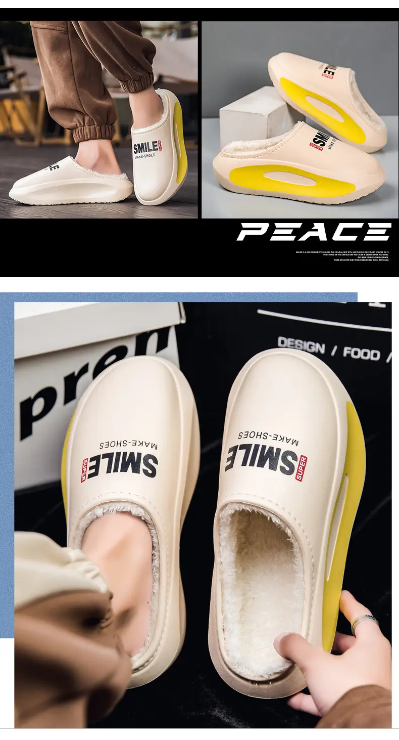 Men's cotton slippers winter fleece-lined warm casual plus size cross-border non-slip waterproof couple home cotton shoes parent-child cotton slippers — feature 14