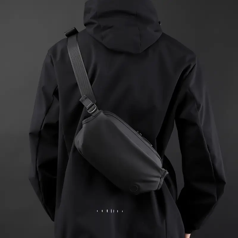 Magnetic Buckle Crossbody Bag for Men Black
