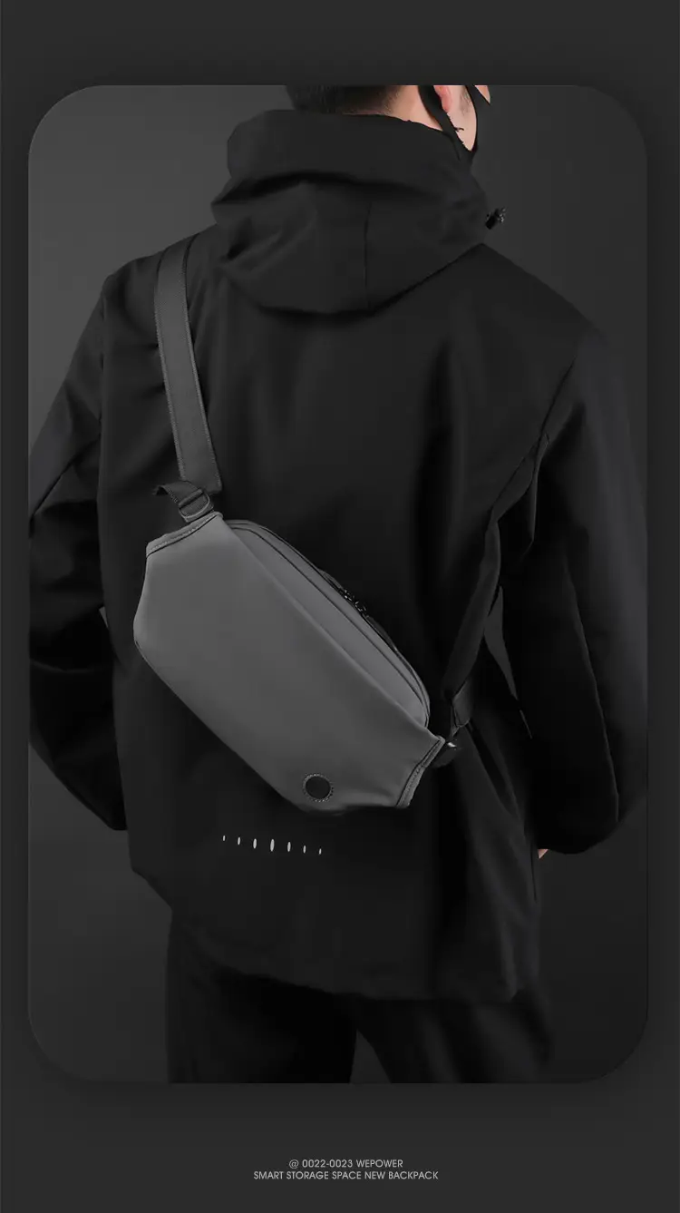 Magnetic Buckle Crossbody Bag for Men Black — feature 14