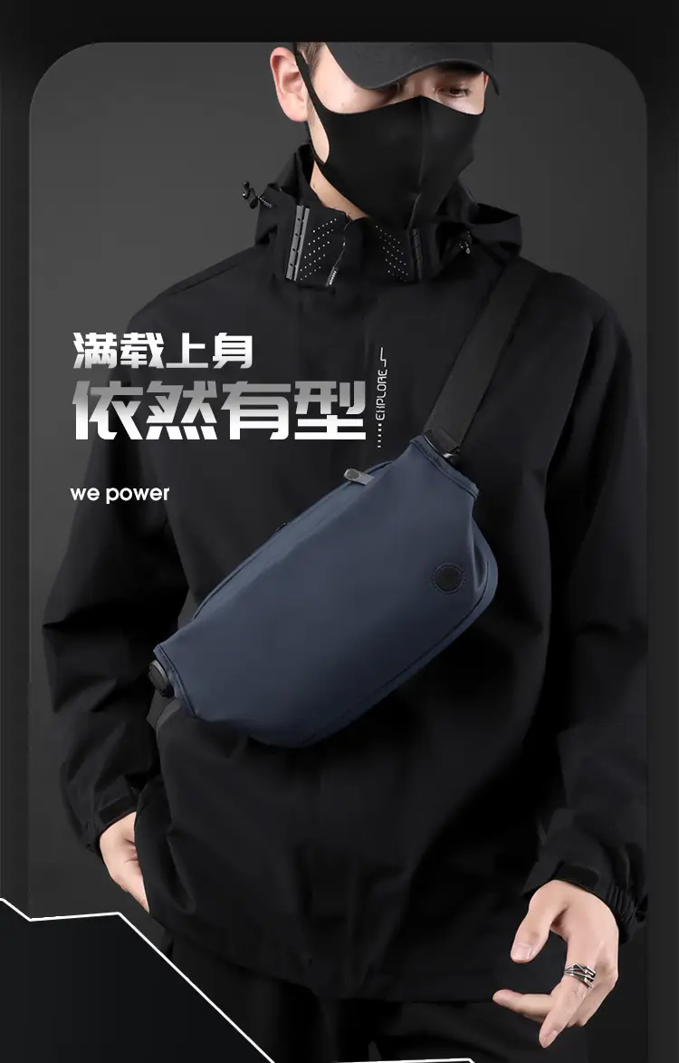 Magnetic Buckle Crossbody Bag for Men Black — feature 2