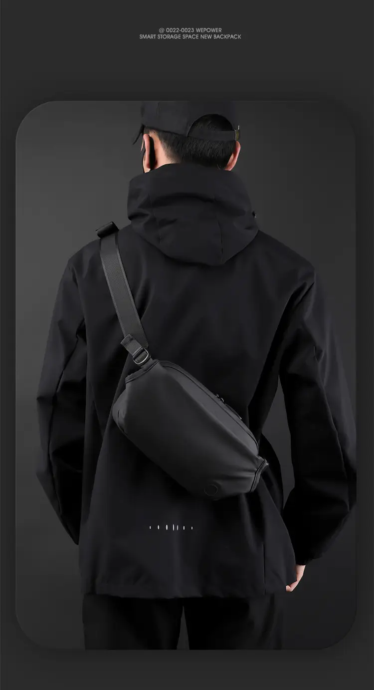 Magnetic Buckle Crossbody Bag for Men Black — feature 22