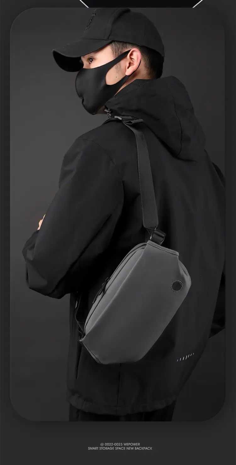 Magnetic Buckle Crossbody Bag for Men Black — feature 4
