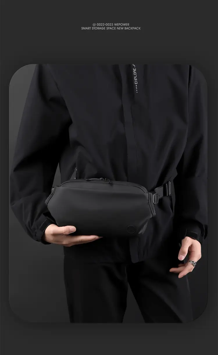 Magnetic Buckle Crossbody Bag for Men Black — feature 7