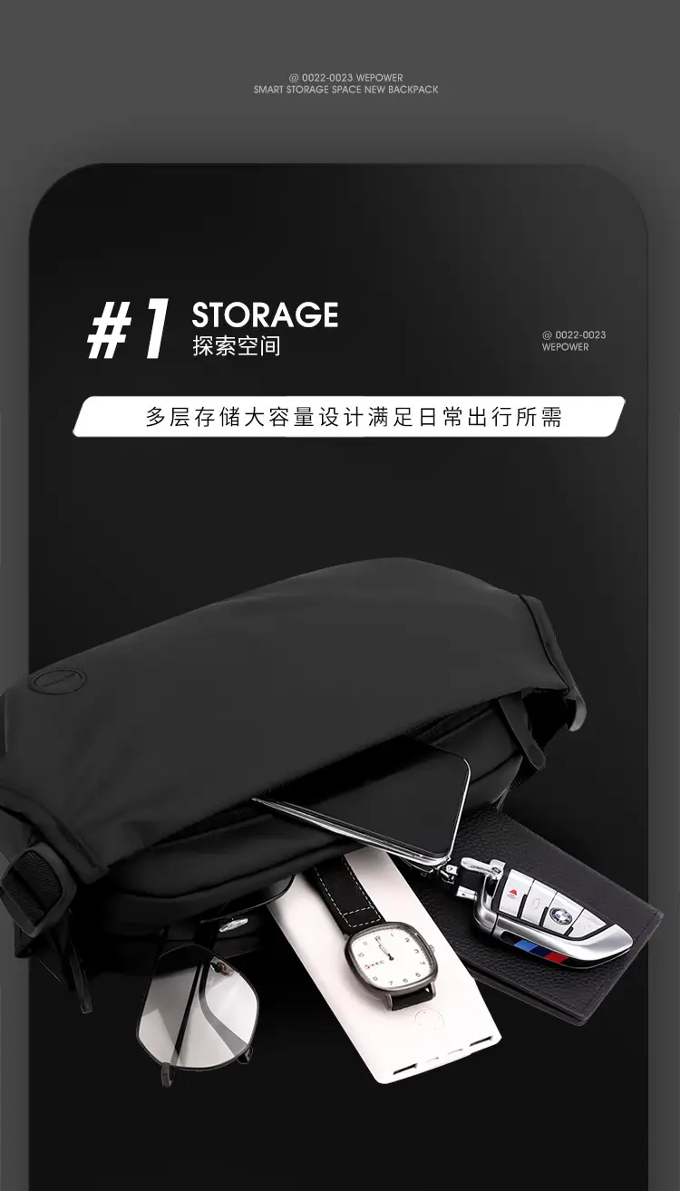Magnetic Buckle Crossbody Bag for Men Black — feature 9
