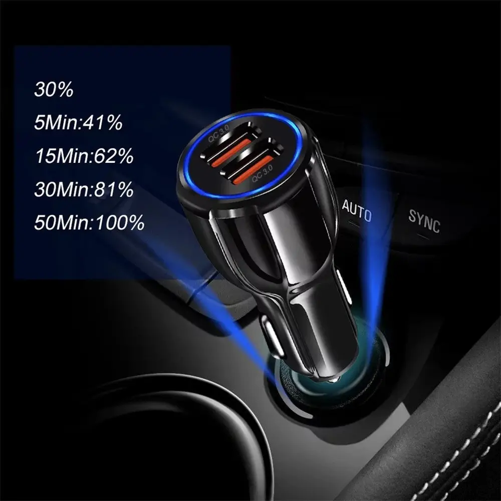Dual QC3.0 USB Fast Charging Car Charger for Samsung Huawei Mobile - Image 5