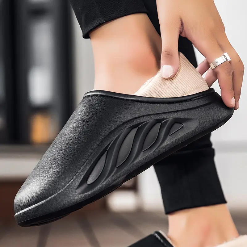 New casual waterproof cotton slippers men's winter cross-border plus size couple slippers all-inclusive slip-on thick-soled cotton shoes - Image 4