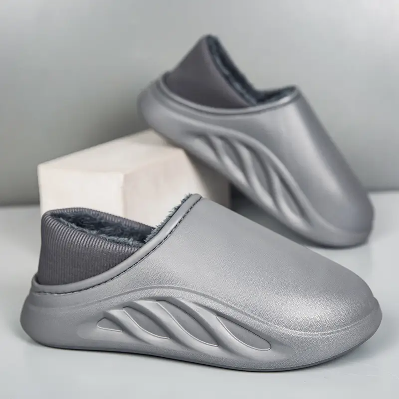 New casual waterproof cotton slippers men's winter cross-border plus size couple slippers all-inclusive slip-on thick-soled cotton shoes - Image 2