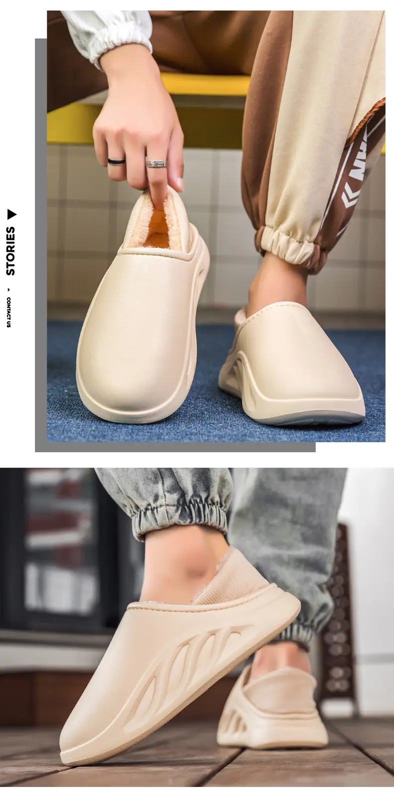 New casual waterproof cotton slippers men's winter cross-border plus size couple slippers all-inclusive slip-on thick-soled cotton shoes — feature 11