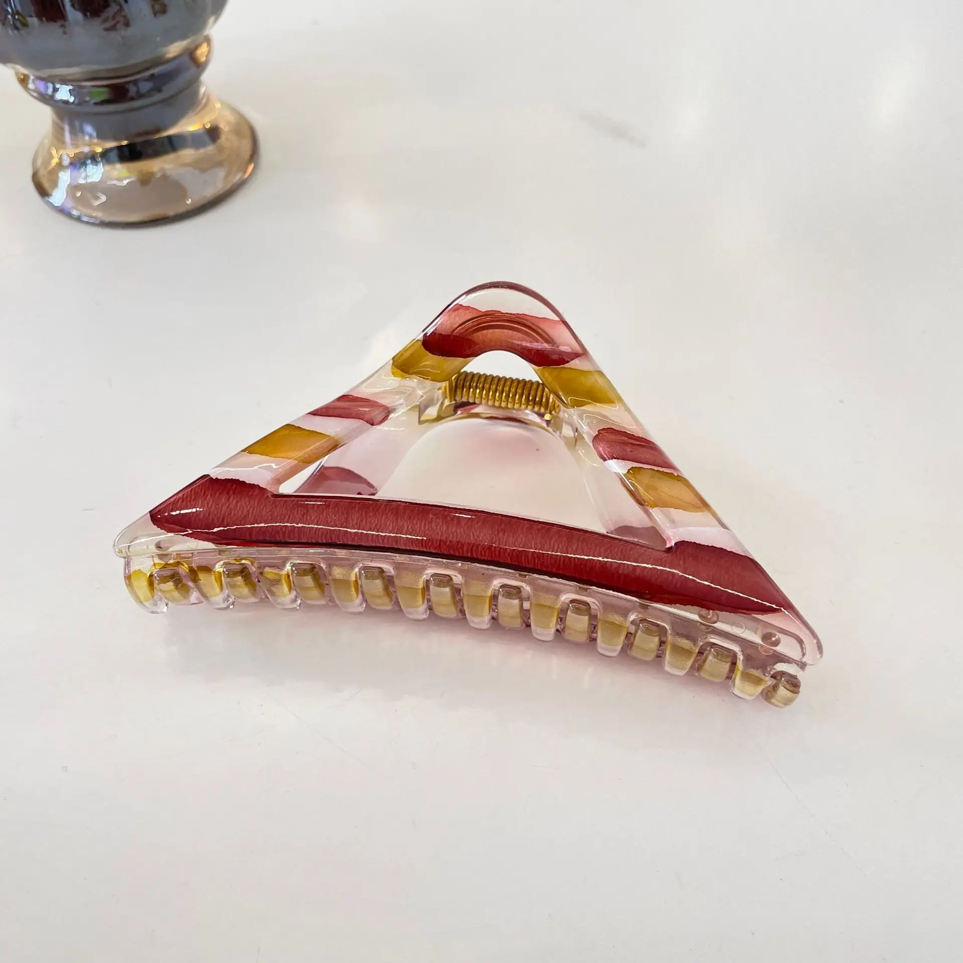 Clear Triangle Hair Clip Gradient Shark Grip