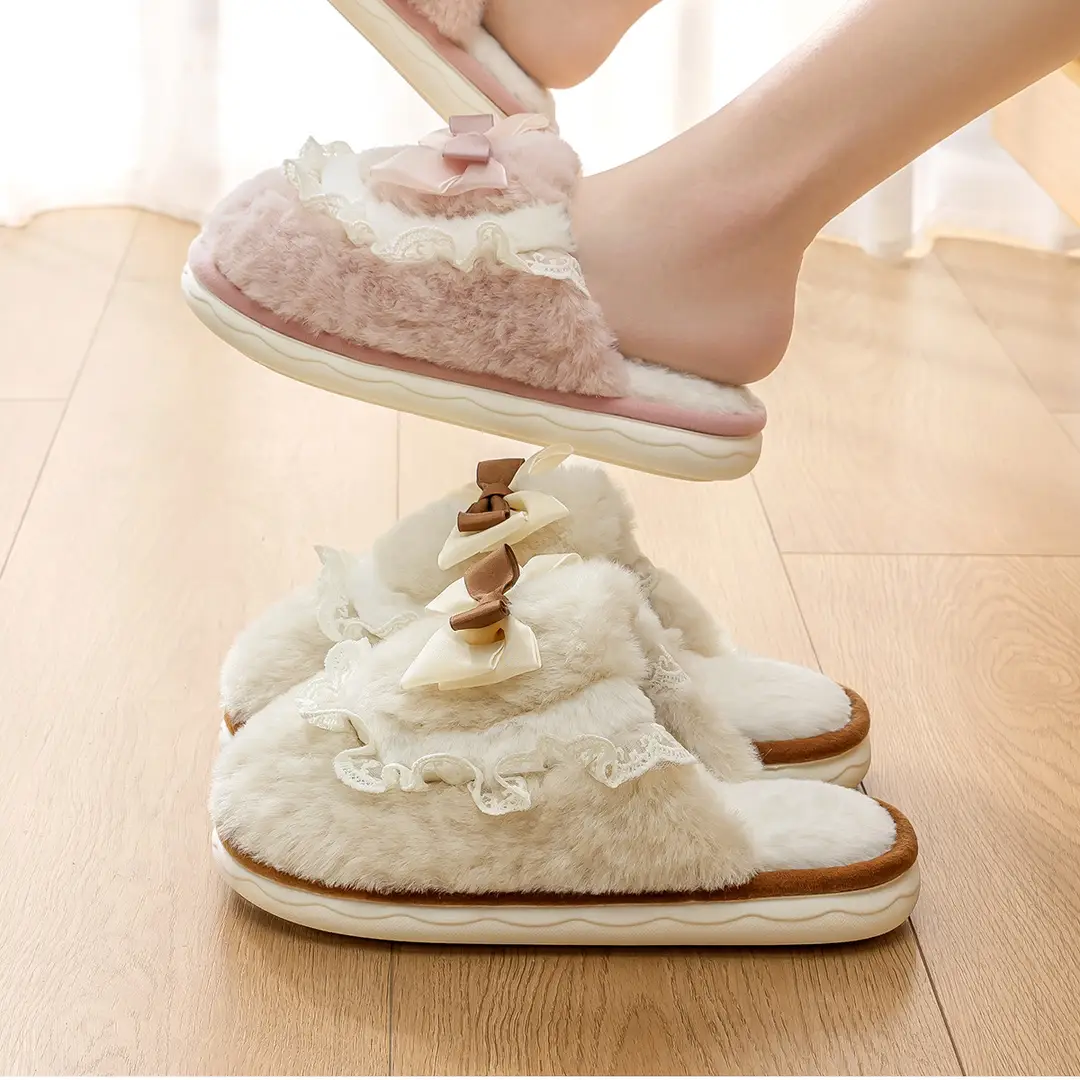 Thick-Soled Cotton Slippers for Home Use, Winter 2026 New Model, Non-Slip, with Bow, Plush, Warm, Indoor Home Wear, Winter — feature 21