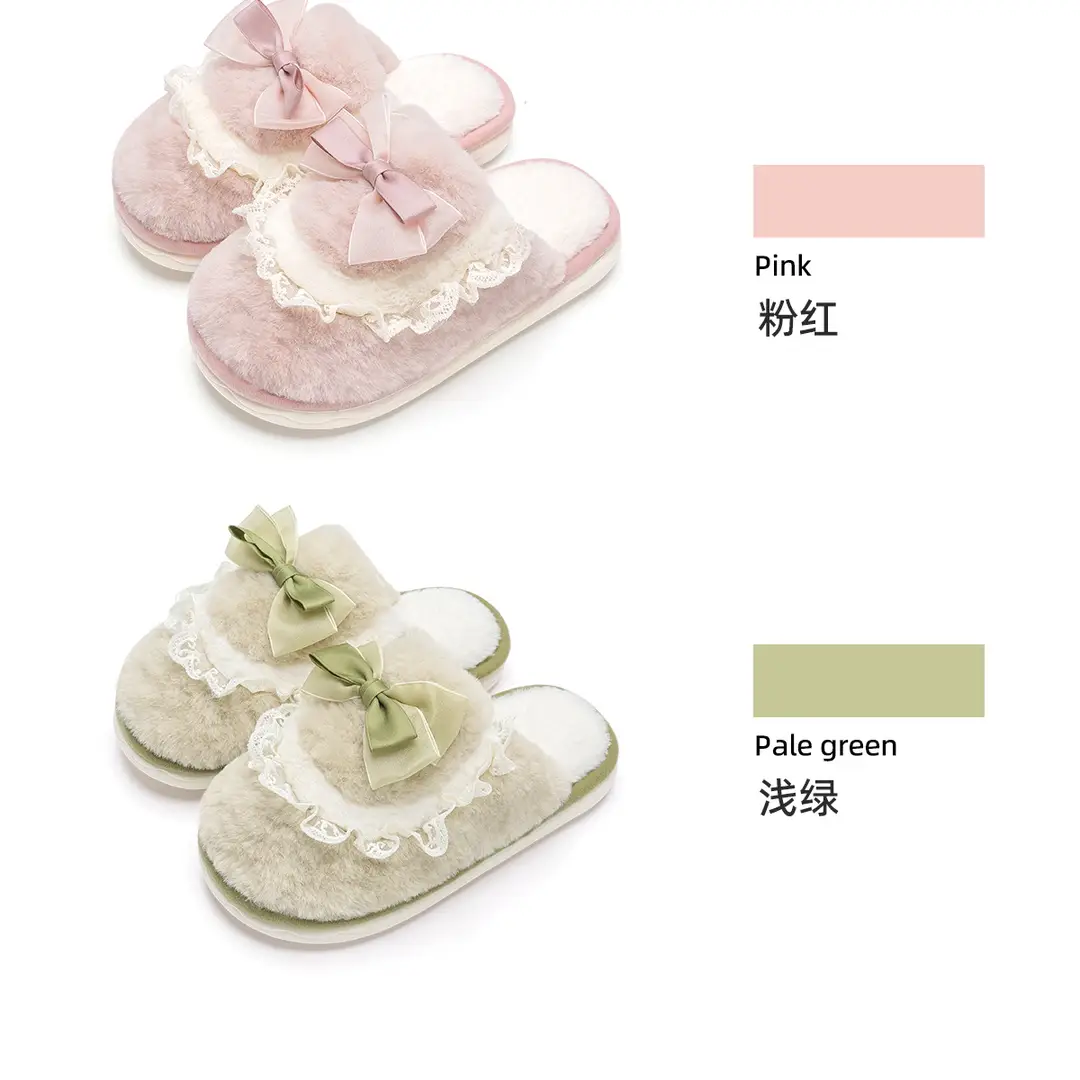 Thick-Soled Cotton Slippers for Home Use, Winter 2026 New Model, Non-Slip, with Bow, Plush, Warm, Indoor Home Wear, Winter — feature 7
