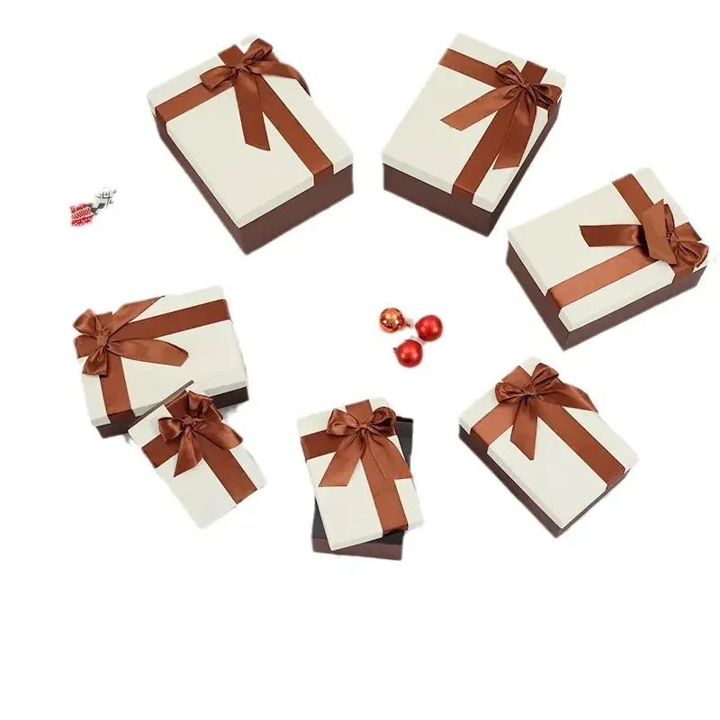 Christmas Gift Boxes with Brown Bow Decor - Image 16