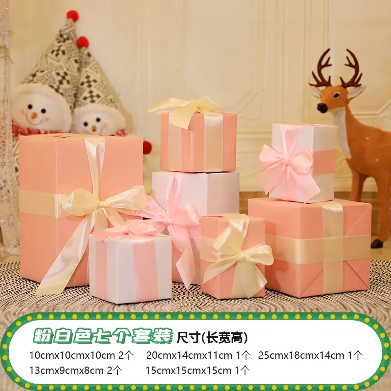 Christmas Gift Boxes with Brown Bow Decor - Image 2