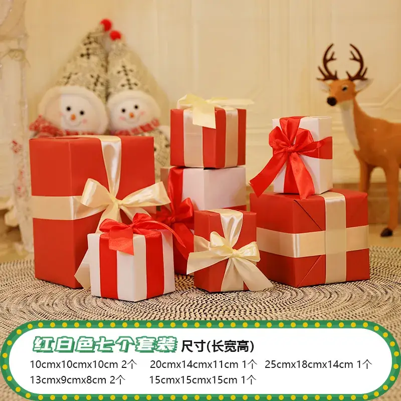 Christmas Gift Boxes with Brown Bow Decor - Image 3