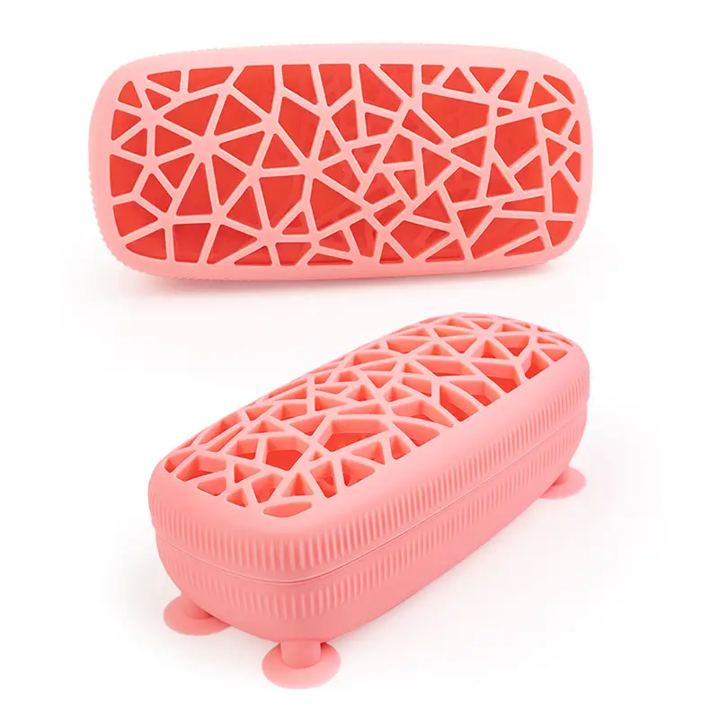 Pink Silicone Makeup Brush Storage Box