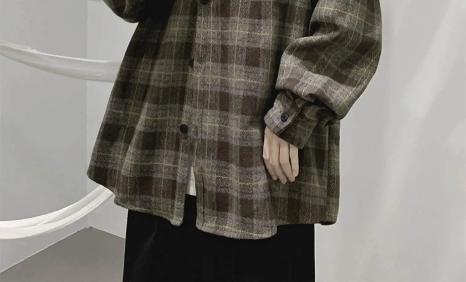 Men Plaid Long Sleeve Coat Spring Autumn Puffy Handsome — feature 19