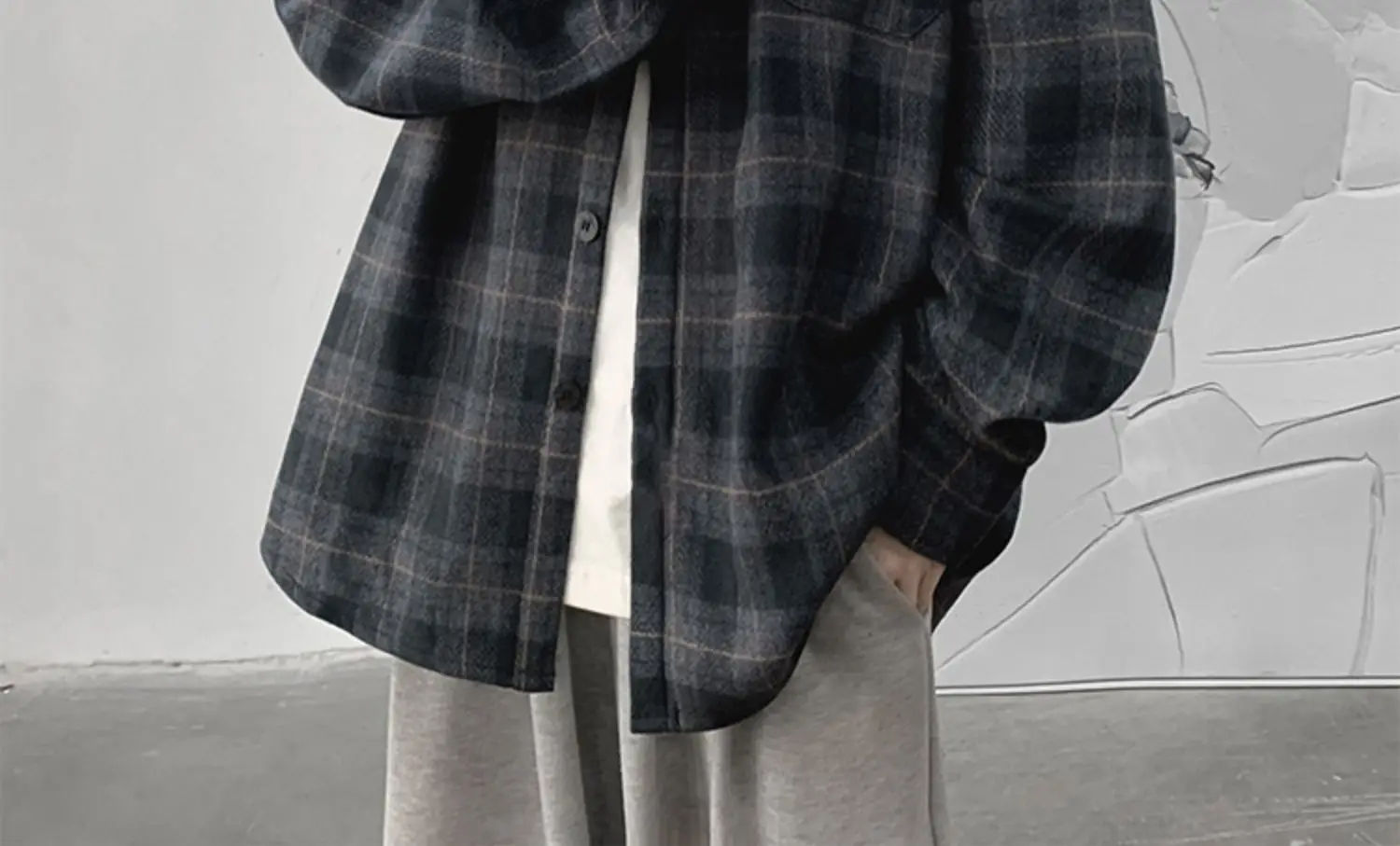 Men Plaid Long Sleeve Coat Spring Autumn Puffy Handsome — feature 5