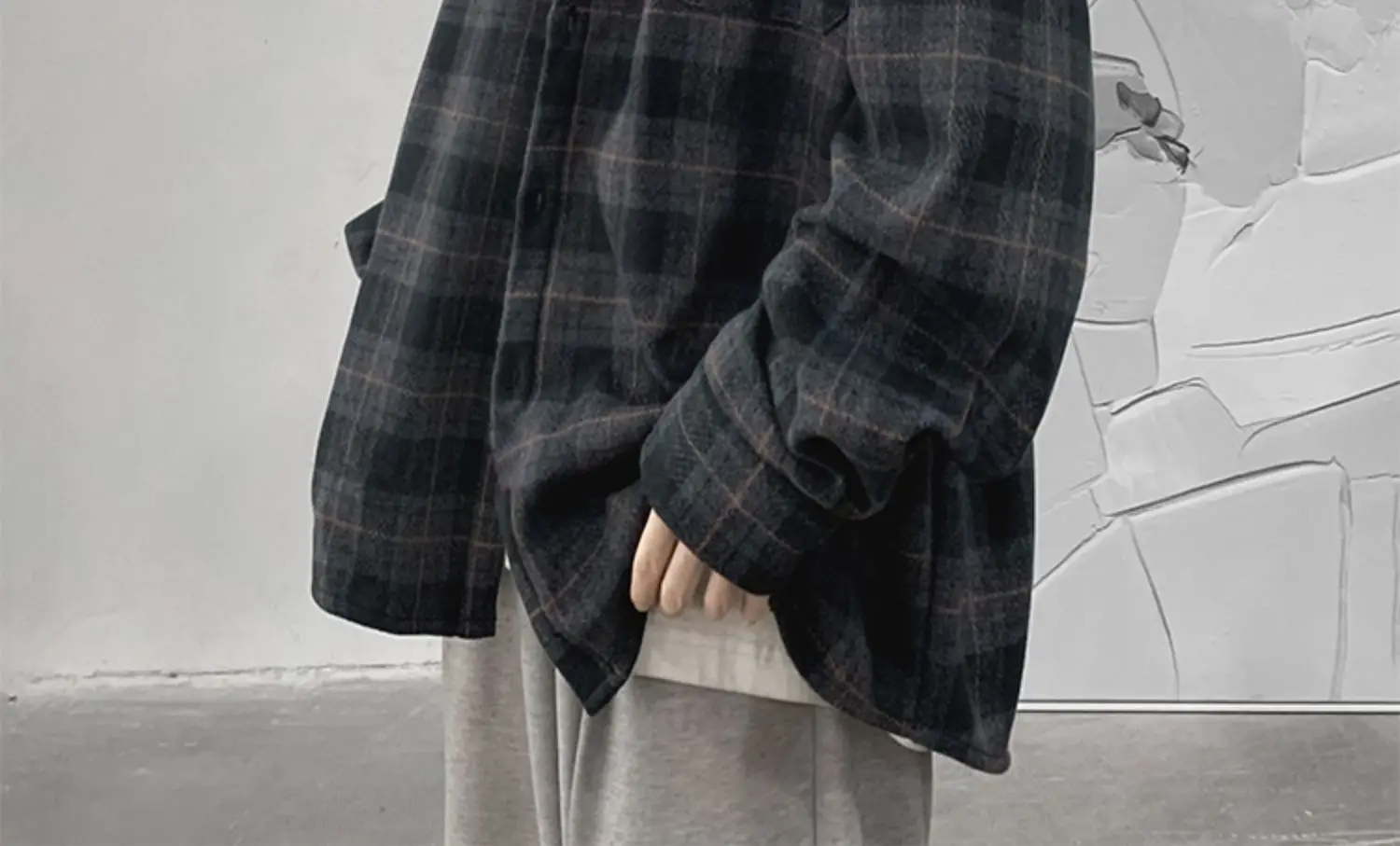Men Plaid Long Sleeve Coat Spring Autumn Puffy Handsome — feature 7