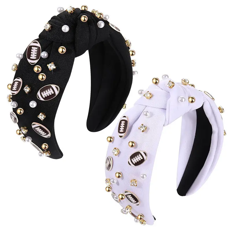 White Pearl Headband with Gold Accents for Women - Image 13