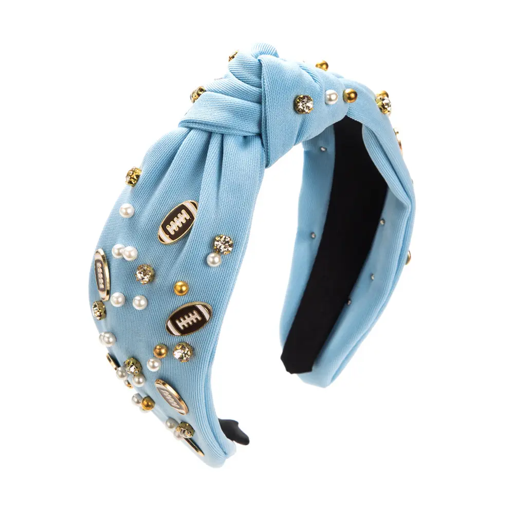 White Pearl Headband with Gold Accents for Women - Image 6