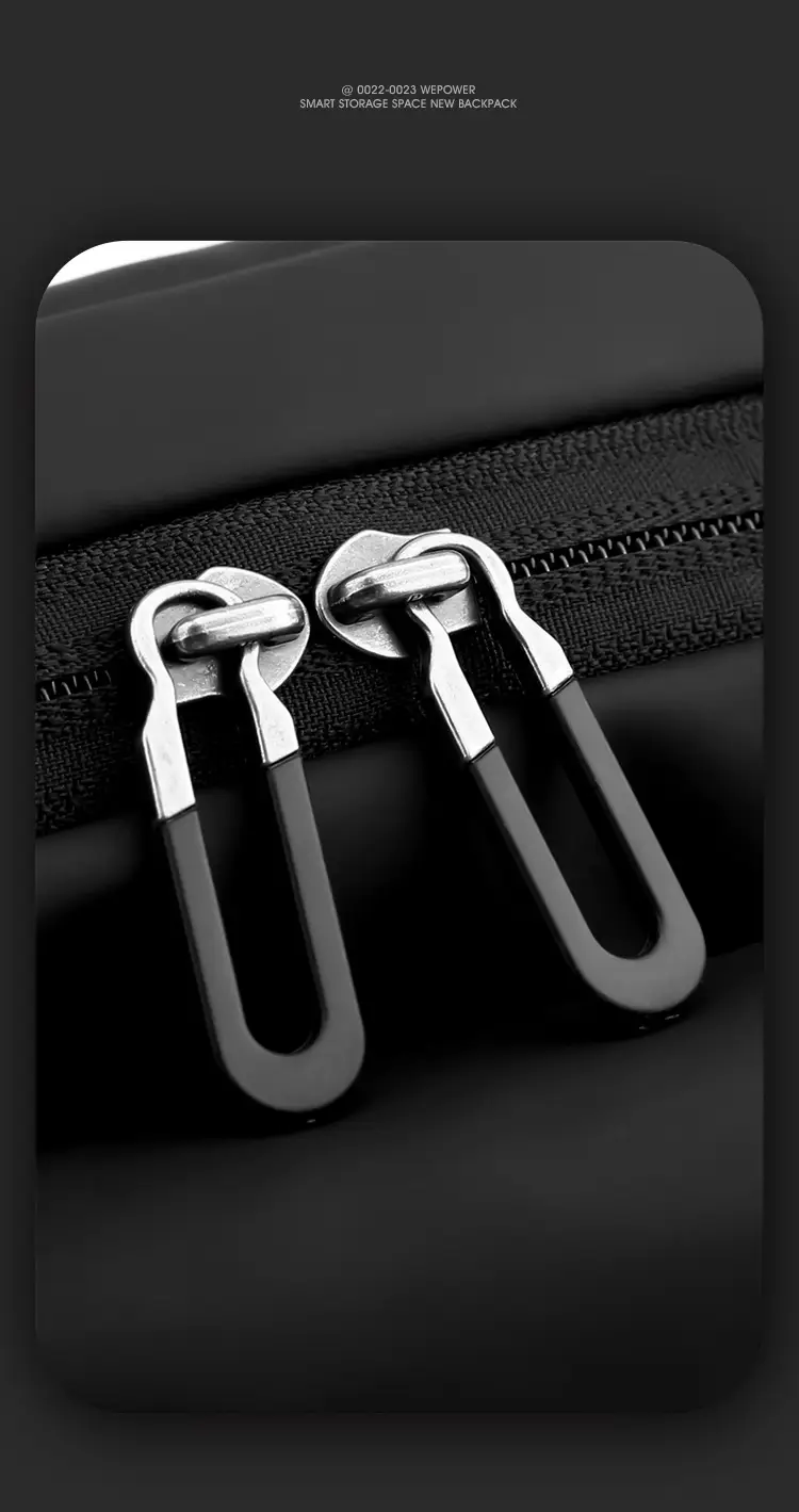 Men's Magnetic Buckle Water Repellent Chest Bag Black — feature 24