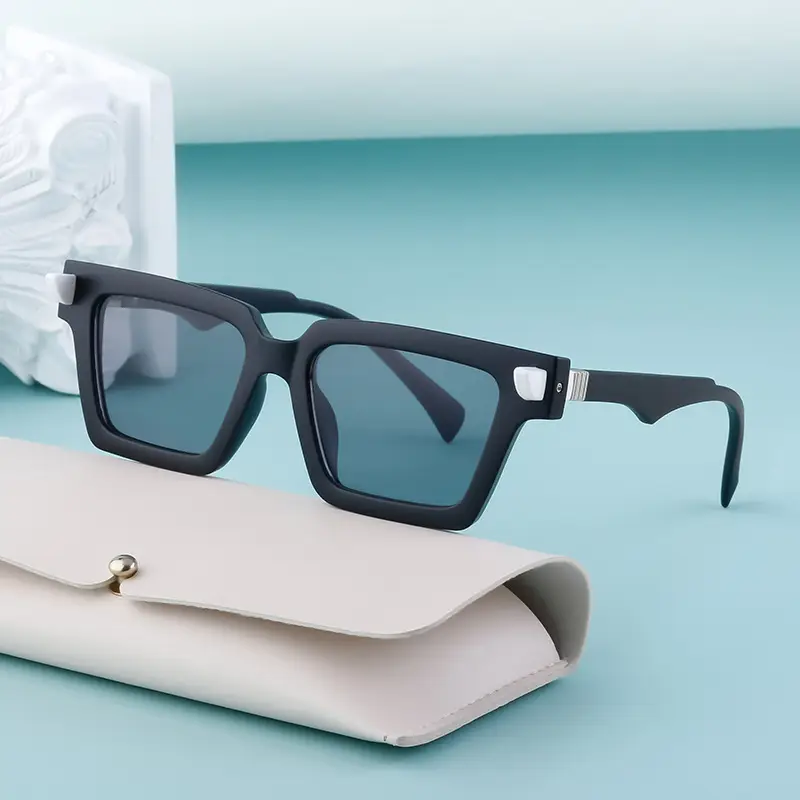 2025 Square Frame Sunglasses for Men Retro White Orange - Image 6