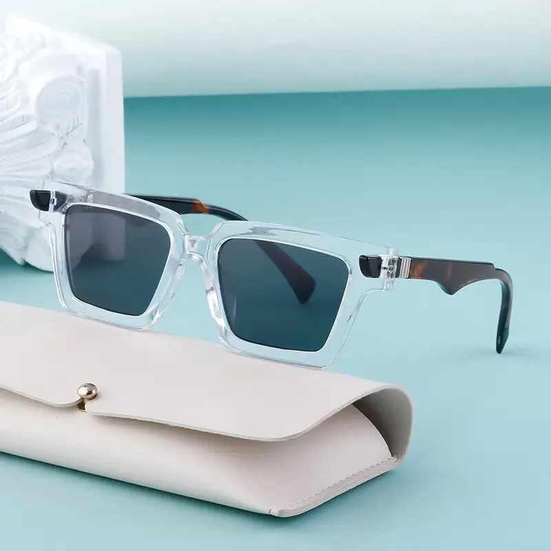 2025 Square Frame Sunglasses for Men Retro White Orange - Image 7