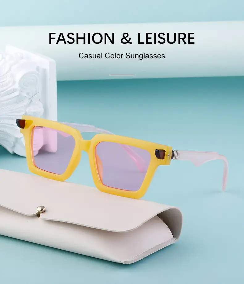 2025 Square Frame Sunglasses for Men Retro White Orange — feature 20