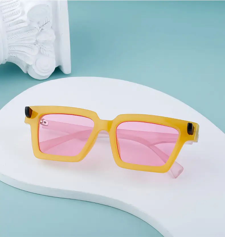2025 Square Frame Sunglasses for Men Retro White Orange — feature 25
