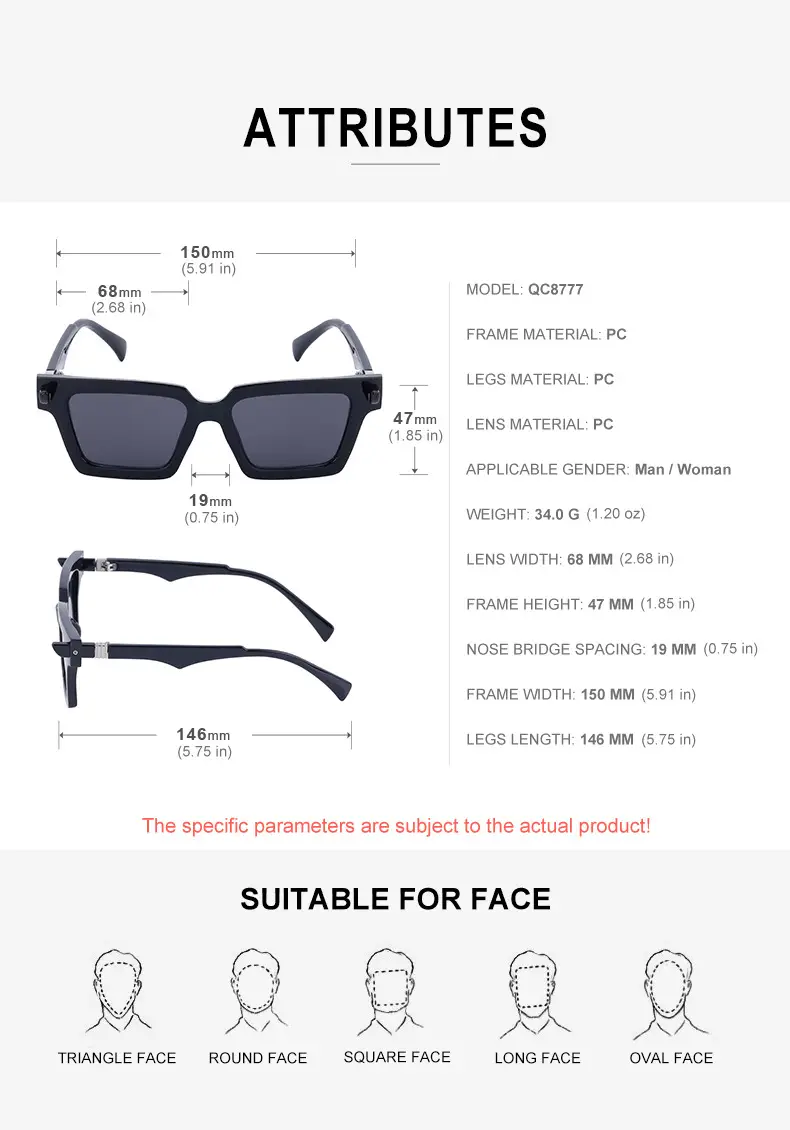 2025 Square Frame Sunglasses for Men Retro White Orange — feature 37