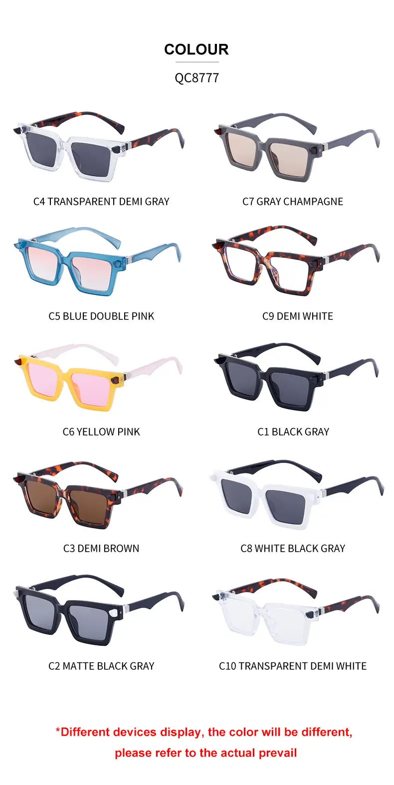 2025 Square Frame Sunglasses for Men Retro White Orange — feature 38
