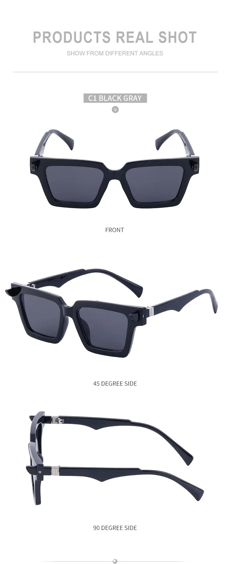 2025 Square Frame Sunglasses for Men Retro White Orange — feature 39