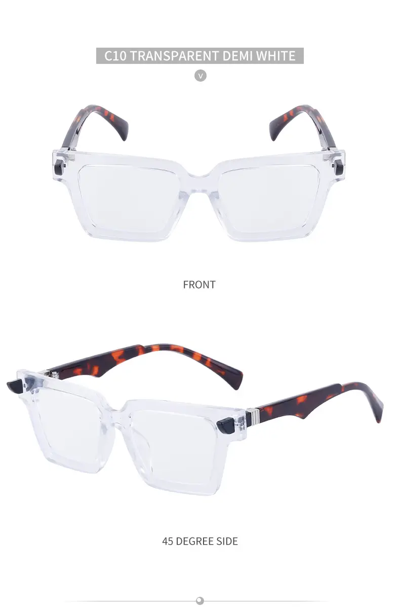 2025 Square Frame Sunglasses for Men Retro White Orange — feature 40