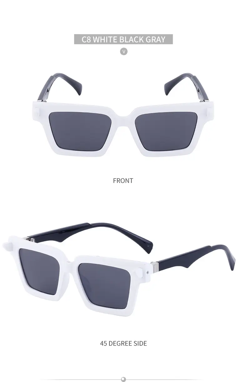2025 Square Frame Sunglasses for Men Retro White Orange — feature 41
