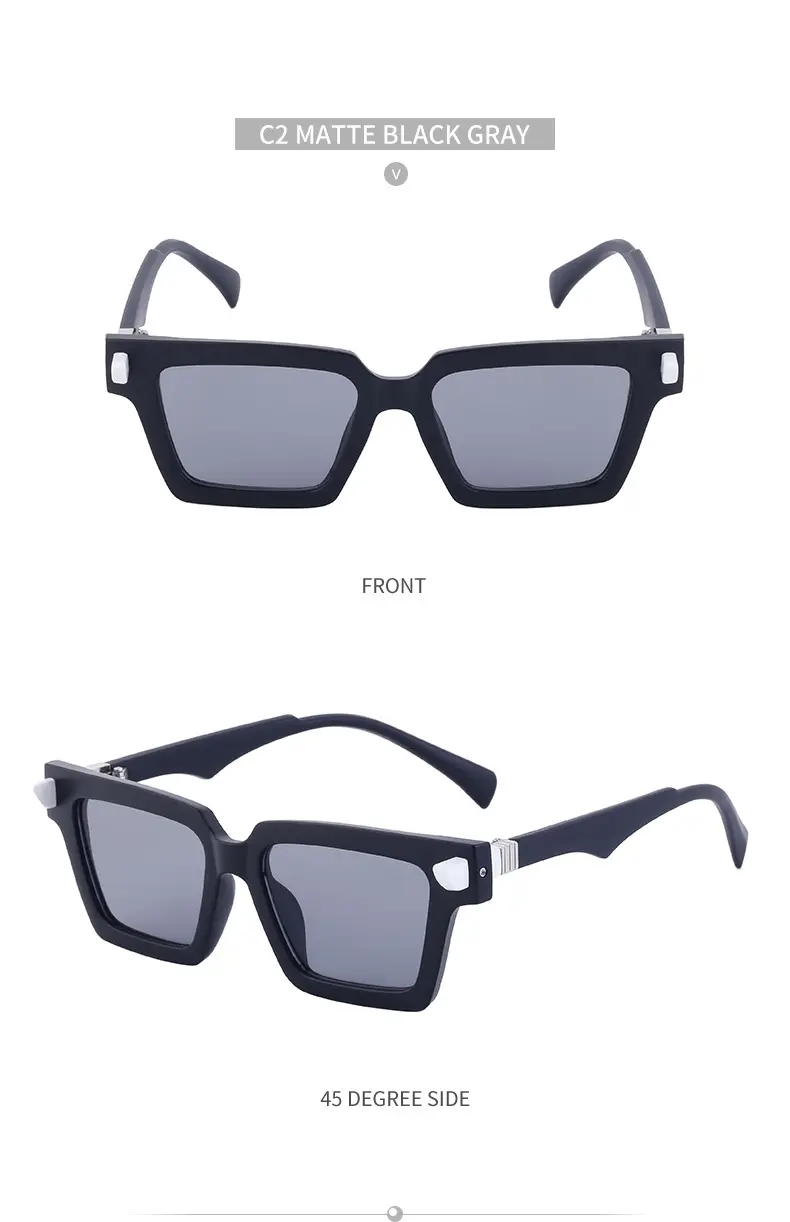 2025 Square Frame Sunglasses for Men Retro White Orange — feature 42