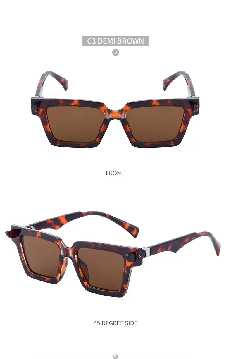 2025 Square Frame Sunglasses for Men Retro White Orange — feature 43