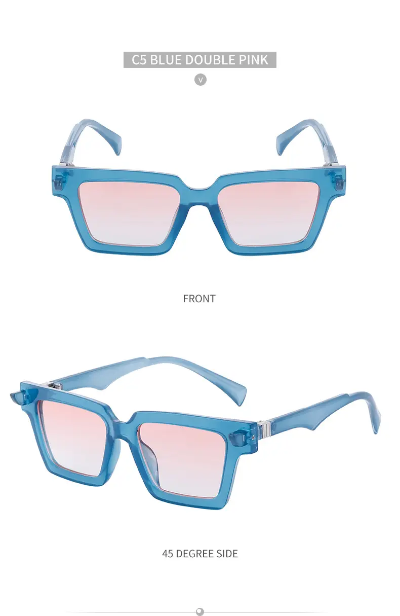 2025 Square Frame Sunglasses for Men Retro White Orange — feature 45