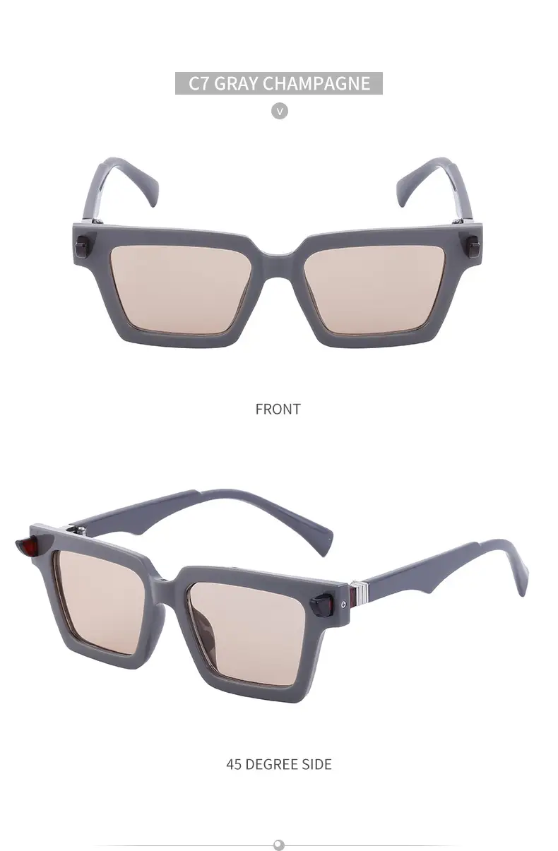 2025 Square Frame Sunglasses for Men Retro White Orange — feature 46
