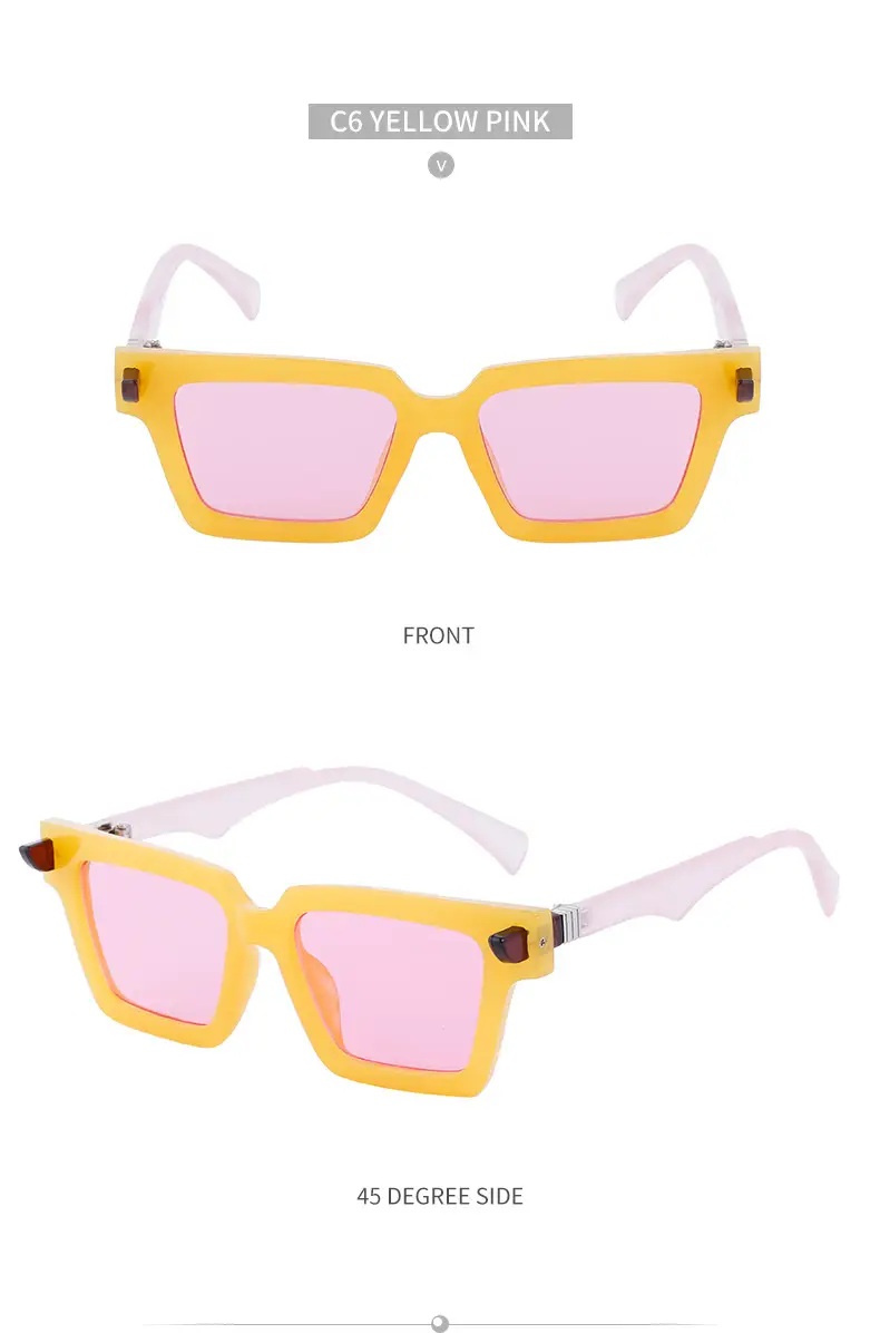 2025 Square Frame Sunglasses for Men Retro White Orange — feature 47