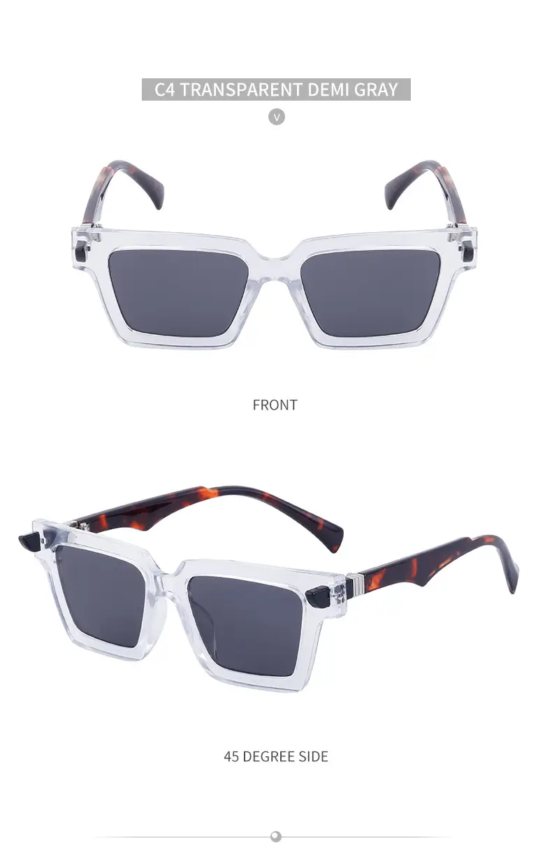 2025 Square Frame Sunglasses for Men Retro White Orange — feature 48
