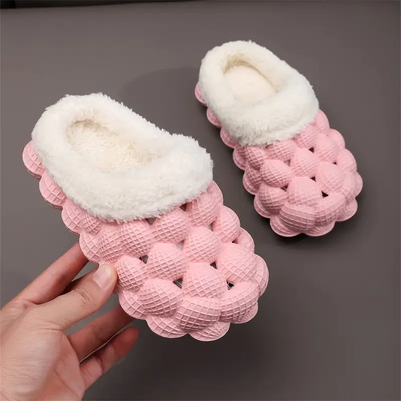 Wholesale Autumn and Winter Cotton Slippers for Children, Lychee Bubble Soft Sole, Thick Sole, Cute Non-Slip Warm Furry Cotton Slippers for Men and Women — feature 10