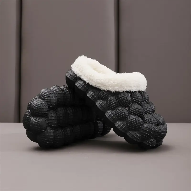 Wholesale Autumn and Winter Cotton Slippers for Children, Lychee Bubble Soft Sole, Thick Sole, Cute Non-Slip Warm Furry Cotton Slippers for Men and Women — feature 4