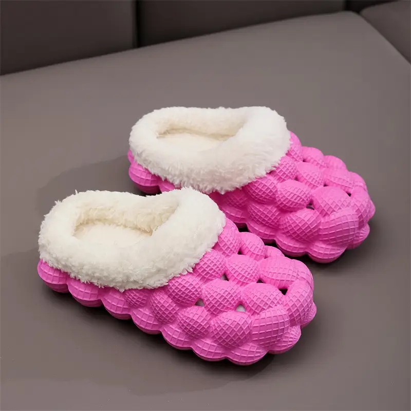 Wholesale Autumn and Winter Cotton Slippers for Children, Lychee Bubble Soft Sole, Thick Sole, Cute Non-Slip Warm Furry Cotton Slippers for Men and Women — feature 5