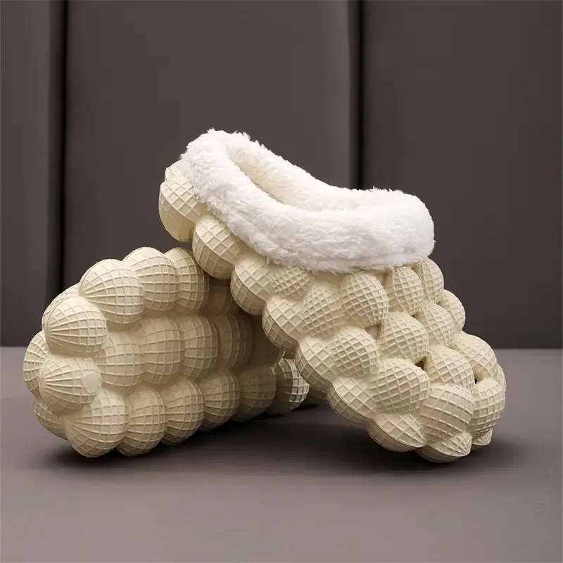 Wholesale Autumn and Winter Cotton Slippers for Children, Lychee Bubble Soft Sole, Thick Sole, Cute Non-Slip Warm Furry Cotton Slippers for Men and Women — feature 7