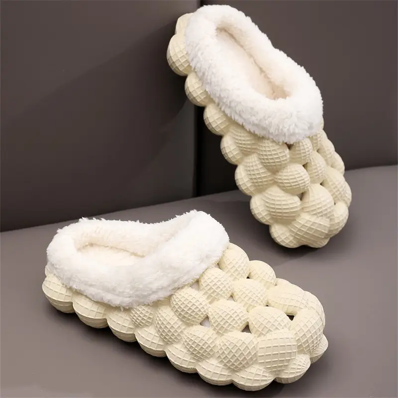 Wholesale Autumn and Winter Cotton Slippers for Children, Lychee Bubble Soft Sole, Thick Sole, Cute Non-Slip Warm Furry Cotton Slippers for Men and Women — feature 8
