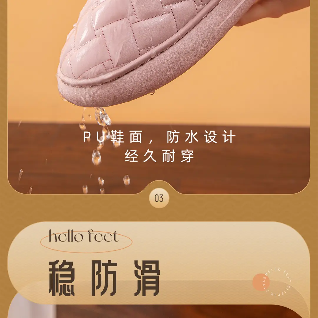 Waterproof Leather Cotton Slippers Autumn and Winter 2026 New Style Indoor Home Non-Slip Outdoor Wear Leather Slippers with Heel Cover Non-Slip Leather Surface — feature 9