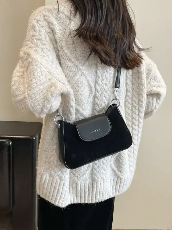 Women's Brown Suede Crossbody Bag with Square Design - Image 5