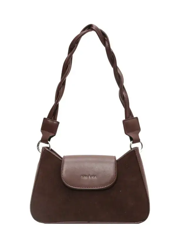 Women's Brown Suede Crossbody Bag with Square Design - Image 8
