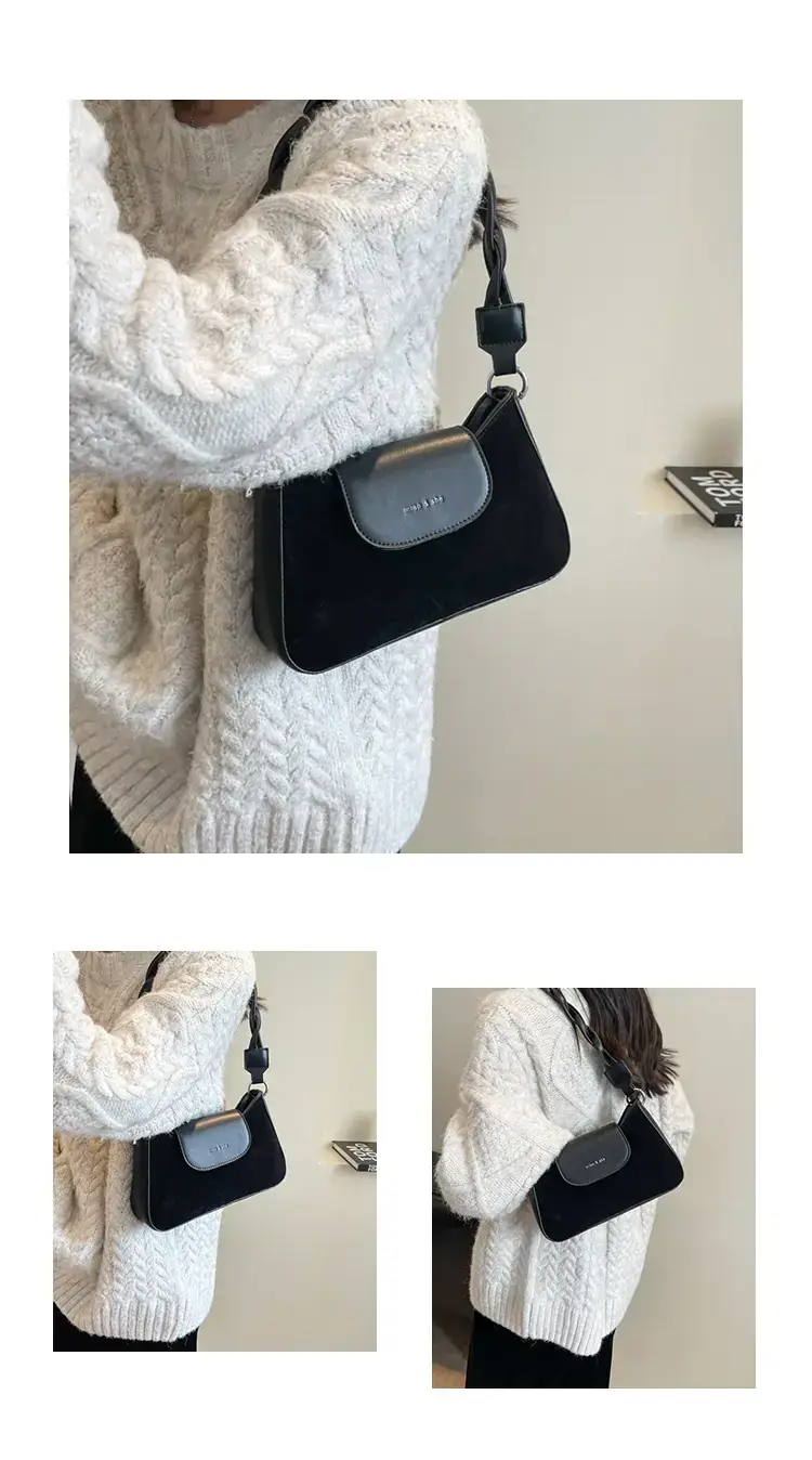 Women's Brown Suede Crossbody Bag with Square Design — feature 10